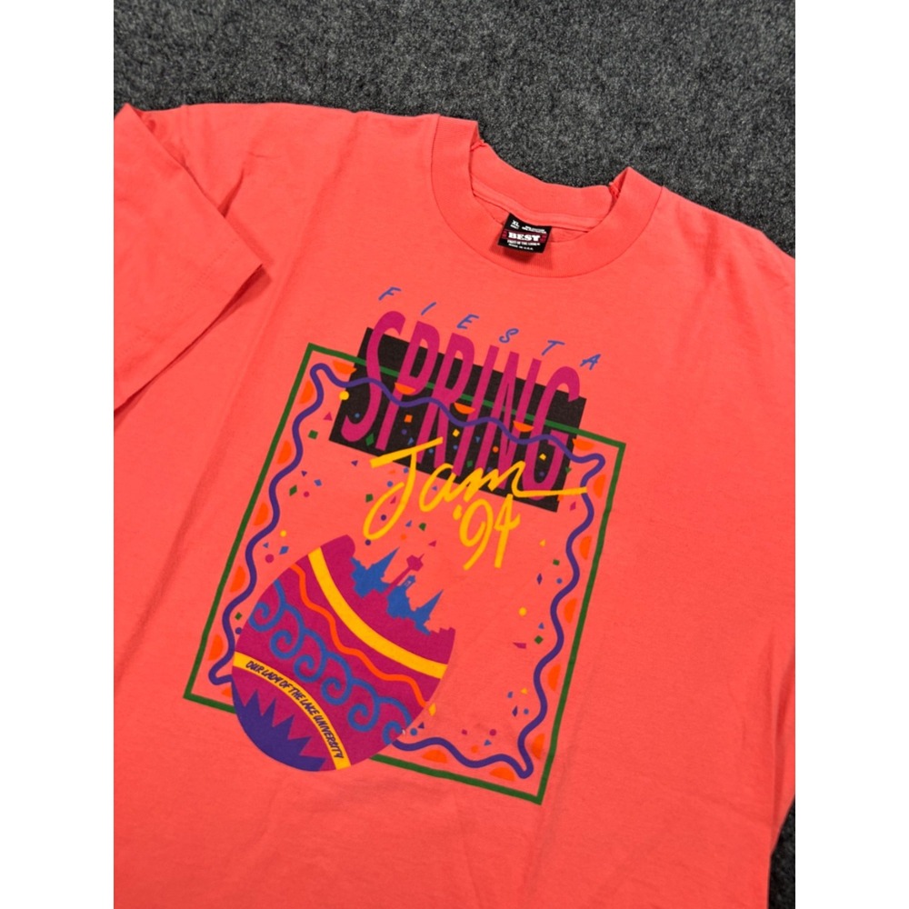 Vintage 1994 Fiesta Spring Jam T Shirt XL USA Single Stitch Neon Graphic 90s